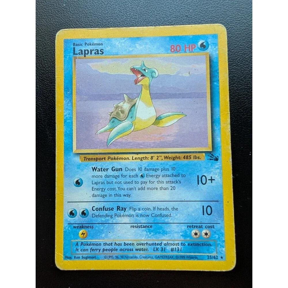Lapras 25/62 Fossil Regular pokemon card vintage